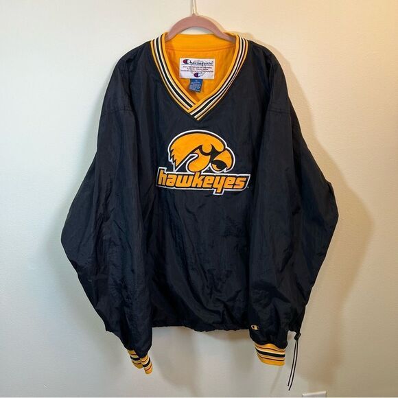 Champion Black Gold Iowa Hawkeyes Windbreaker Jacket XL - Picture 1 of 11